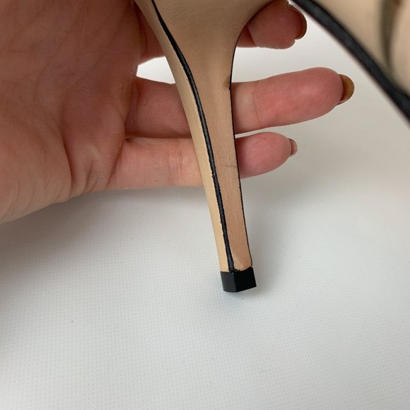 Anthropologie Klub nico cream lace up heels peep toe 9 - Picture 9 of 10